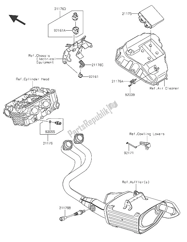 Alle onderdelen voor de Brandstof Injectie van de Kawasaki ER 6F 650 2016