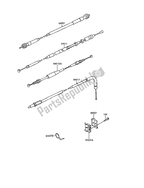 Tutte le parti per il Cavo del Kawasaki KLR 250 1992