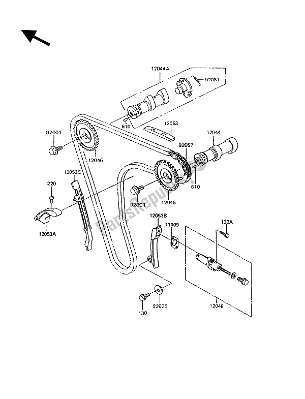 Tutte le parti per il Albero A Camme (s) E Tenditore del Kawasaki KLR 600 1991