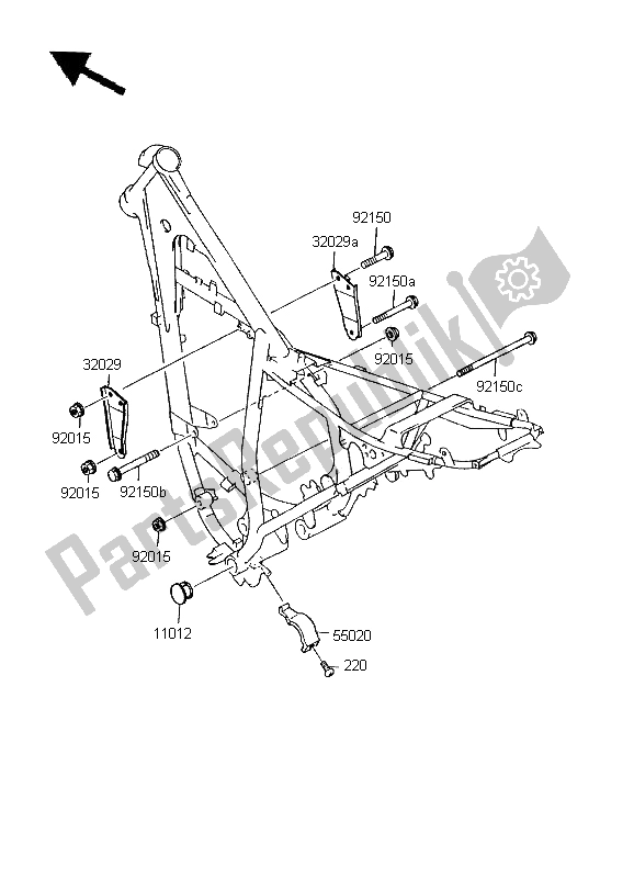 Alle onderdelen voor de Frame Hulpstukken van de Kawasaki KMX 125 SW 1995