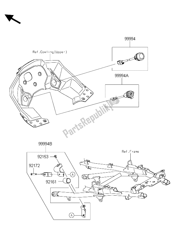 Alle onderdelen voor de Accessoire (helm Medaillon Etc.) van de Kawasaki Versys 1000 2015