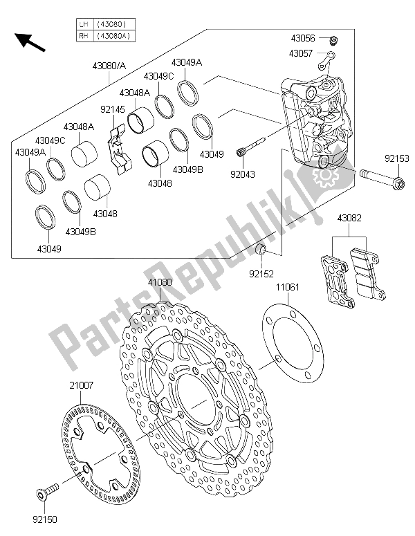 Tutte le parti per il Freno Anteriore del Kawasaki Z 1000 SX ABS 2015