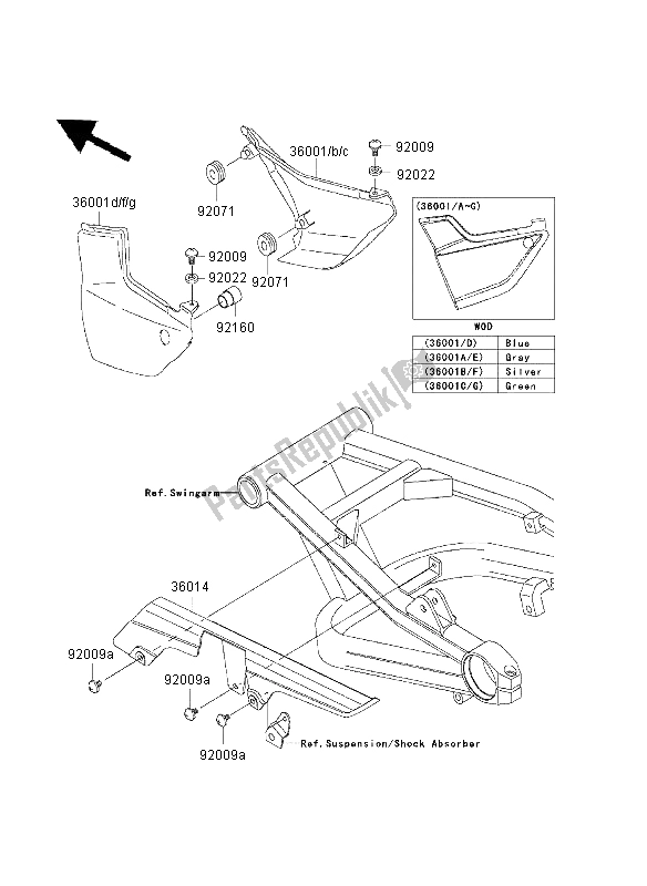 All parts for the Side Covers & Chain Cover of the Kawasaki ZRX 1200R 2003