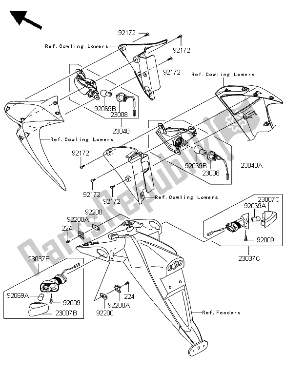 Toutes les pièces pour le Clignotants du Kawasaki Z 1000 2008