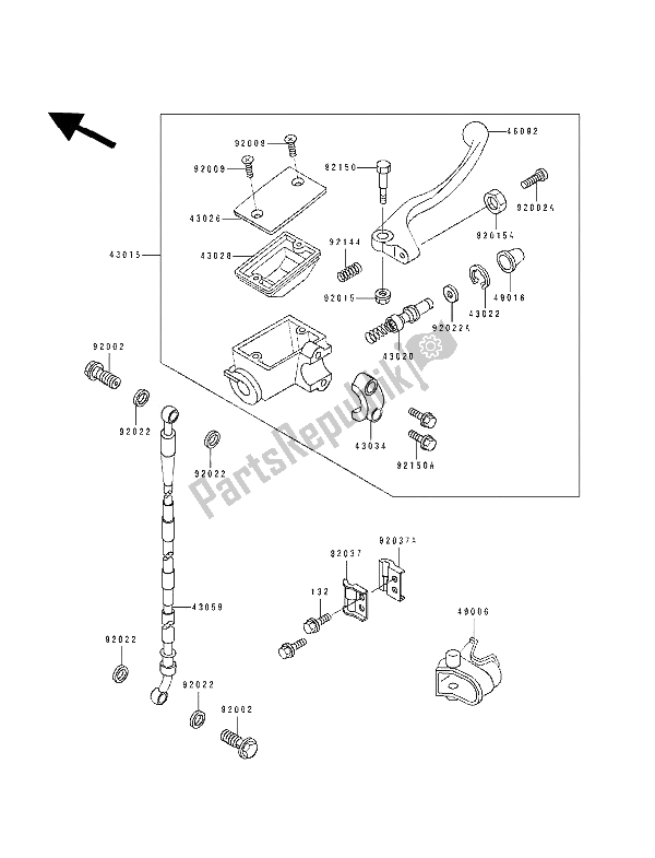 Tutte le parti per il Pompa Freno Anteriore del Kawasaki KX 80 SW LW 1991