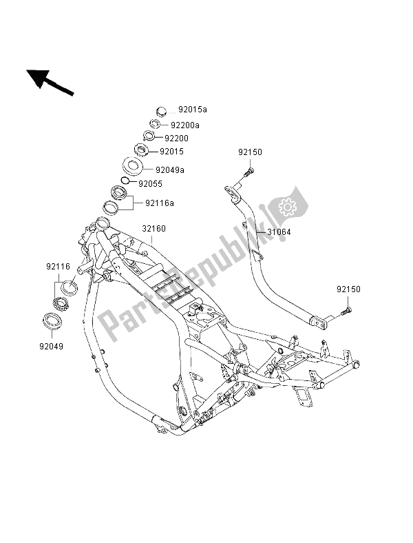 All parts for the Frame of the Kawasaki ZRX 1200S 2002