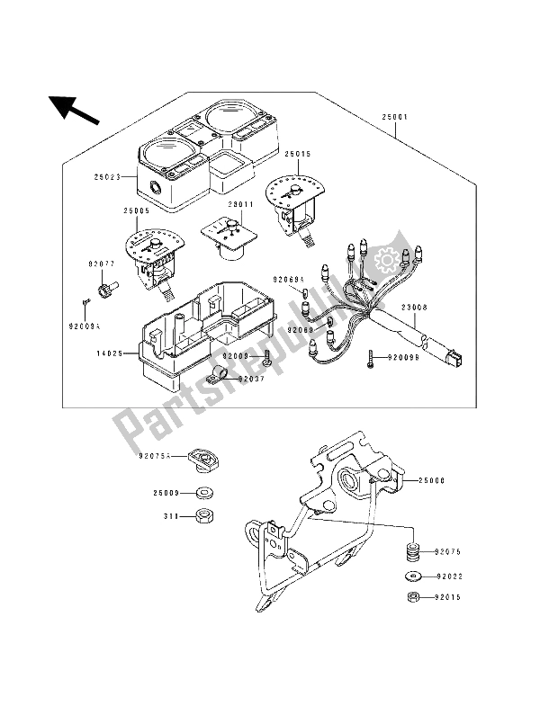 All parts for the Meter of the Kawasaki KDX 125 1992