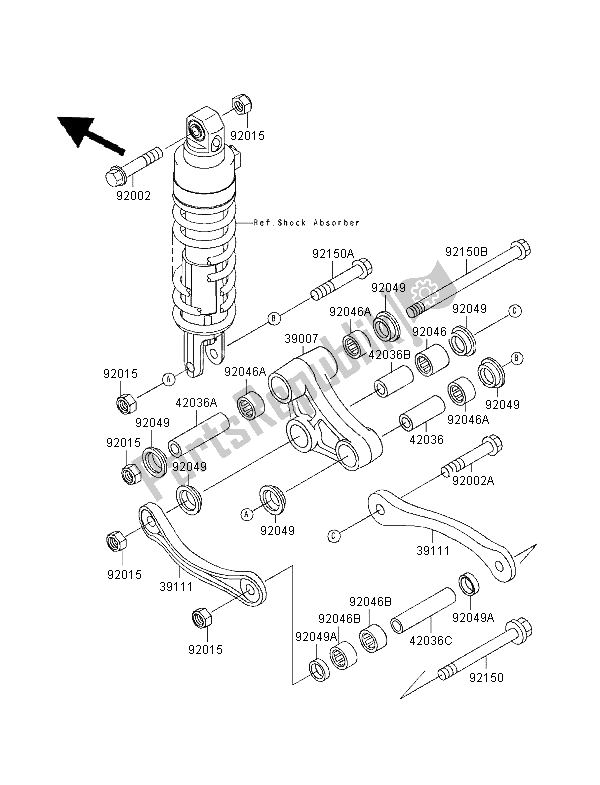 Alle onderdelen voor de Suspensie van de Kawasaki GPZ 1100 1998