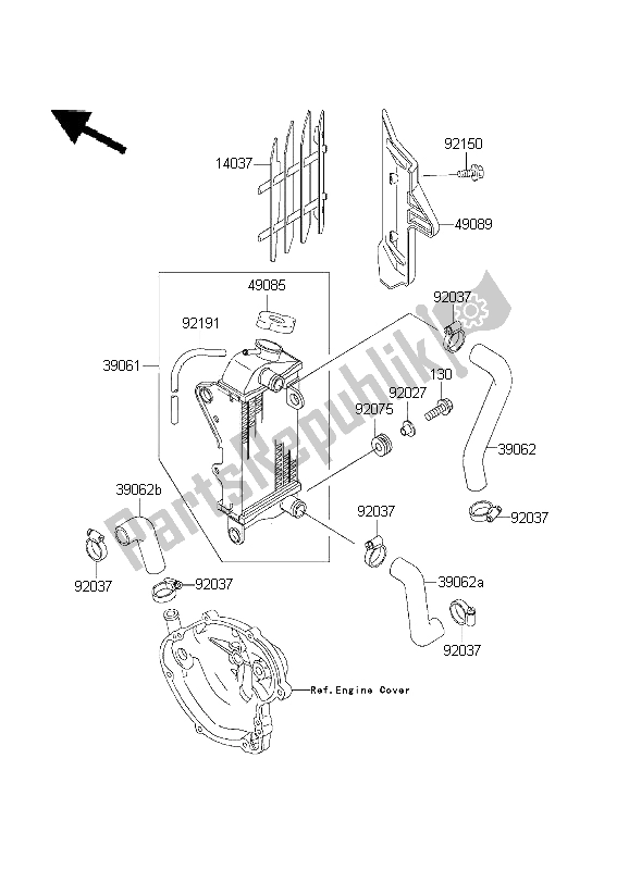 All parts for the Radiator of the Kawasaki KX 60 2003