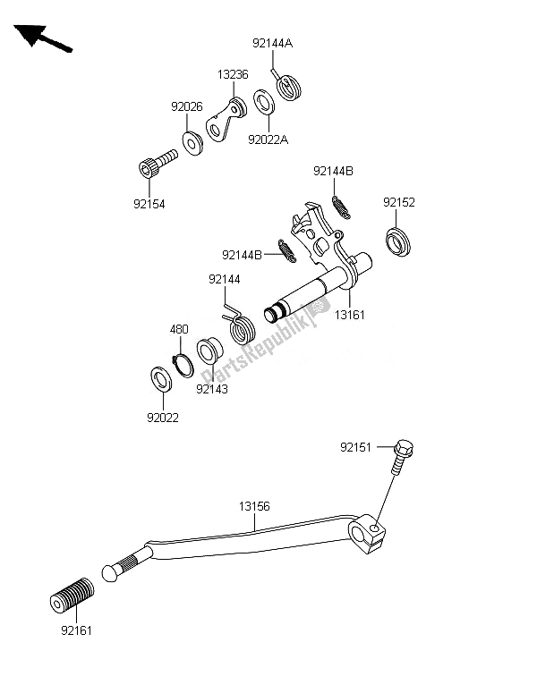 All parts for the Gear Change Mechanism of the Kawasaki W 800 2014