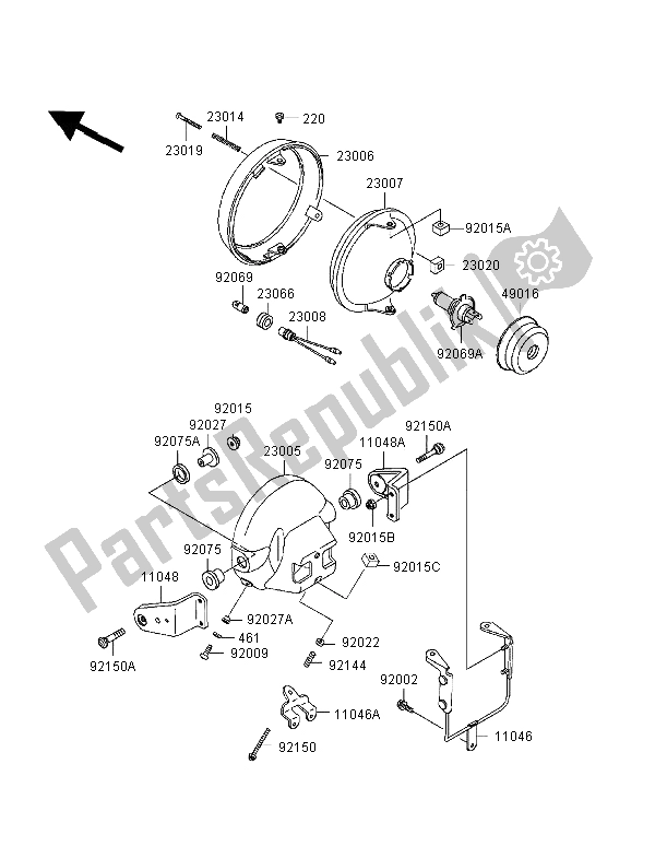 Tutte le parti per il Faro del Kawasaki Zephyr 550 1998