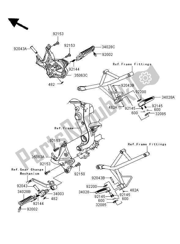 All parts for the Footrests of the Kawasaki Versys 650 2008