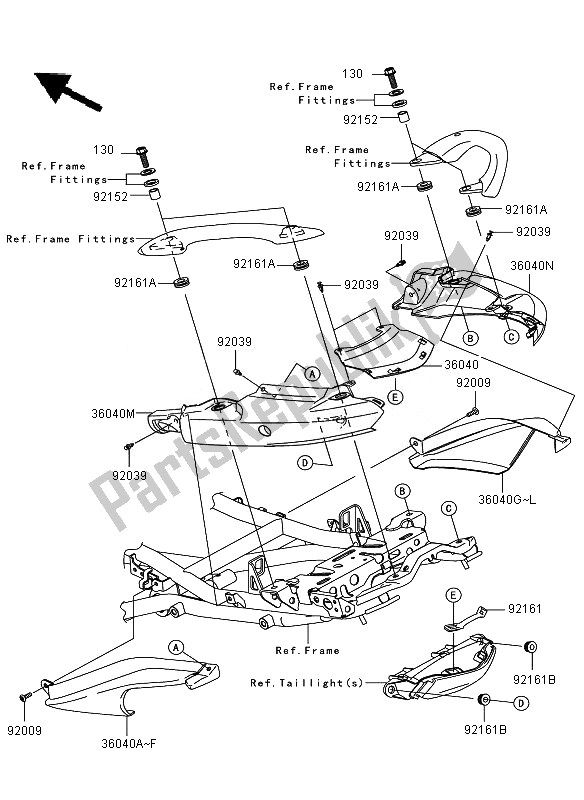 Todas as partes de Capa De Assento do Kawasaki Versys ABS 650 2007