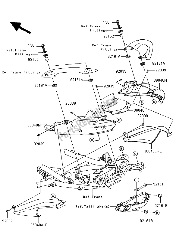 Todas as partes de Capa De Assento do Kawasaki Versys ABS 650 2007