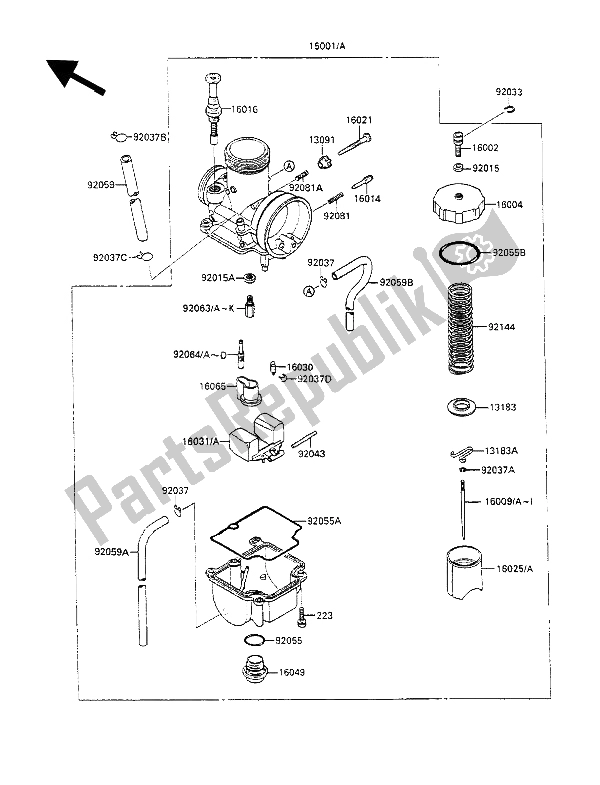 Todas las partes para Carburador de Kawasaki KX 100 1990