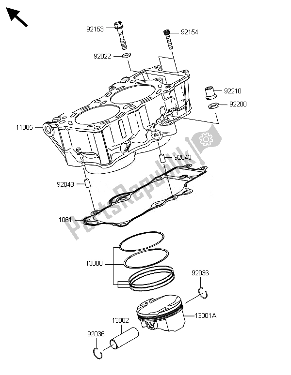 Toutes les pièces pour le Cylindre Et Piston (s) du Kawasaki Versys 1000 ABS 2014