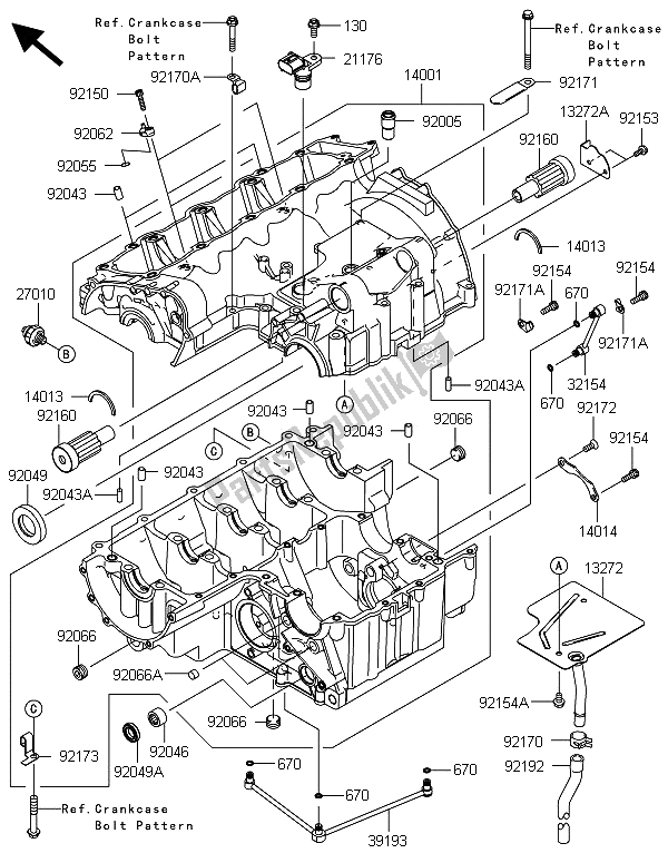 Todas las partes para Caja Del Cigüeñal de Kawasaki Z 800 ABS DDS 2013