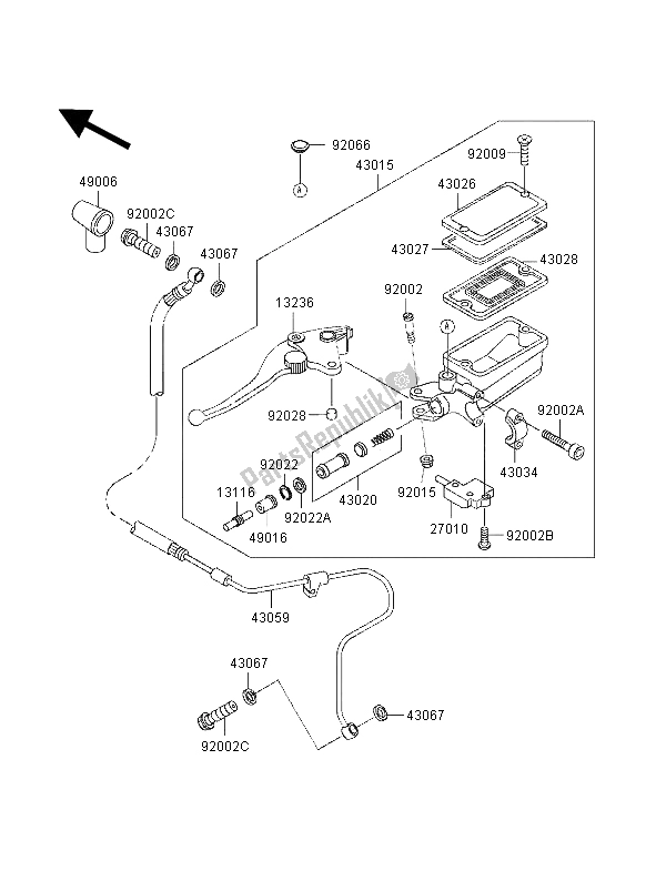 All parts for the Clutch Master Cylinder of the Kawasaki ZZ R 1100 1998