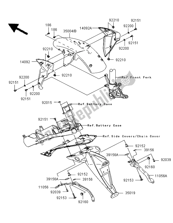 Tutte le parti per il Parabordi del Kawasaki Z 750R 2012