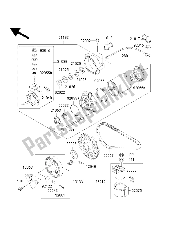 Toutes les pièces pour le Démarreur du Kawasaki GPZ 500S 2002