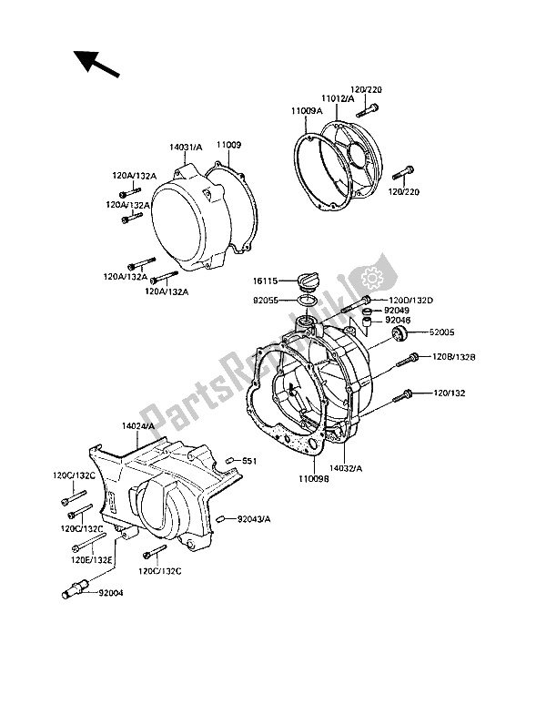 Todas las partes para Cubierta (s) Del Motor de Kawasaki GT 550 1988