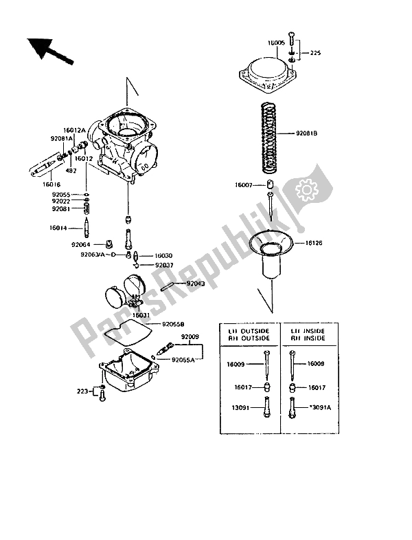 Toutes les pièces pour le Pièces De Carburateur du Kawasaki GPZ 550 1988