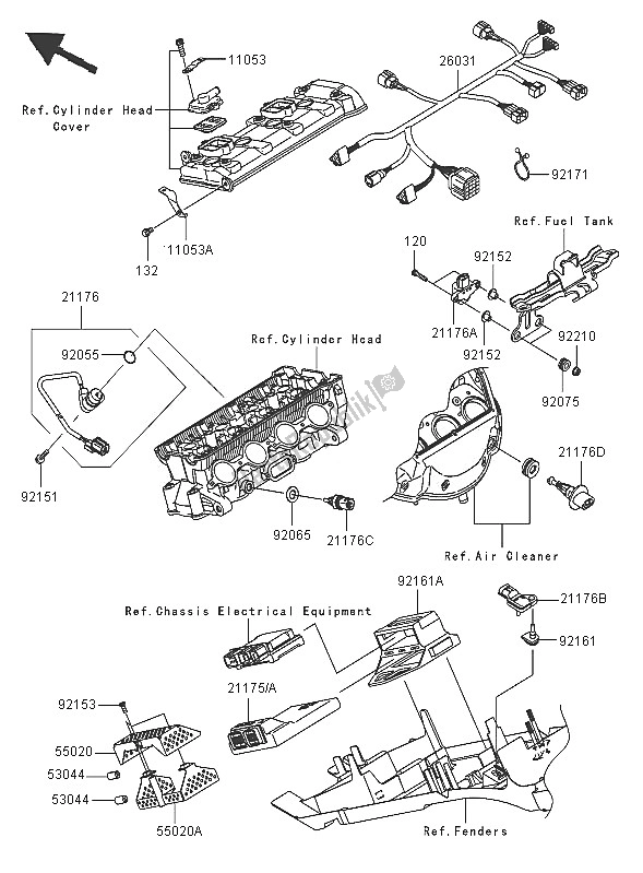 Alle onderdelen voor de Brandstof Injectie van de Kawasaki Ninja ZX 10R 1000 2005