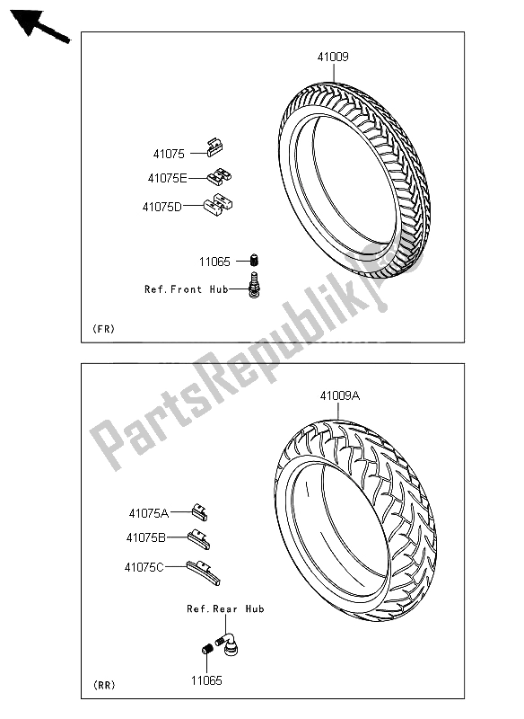 All parts for the Tires of the Kawasaki VN 900 Custom 2012