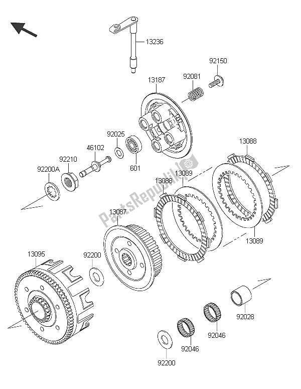 All parts for the Clutch of the Kawasaki KX 85 LW 2016