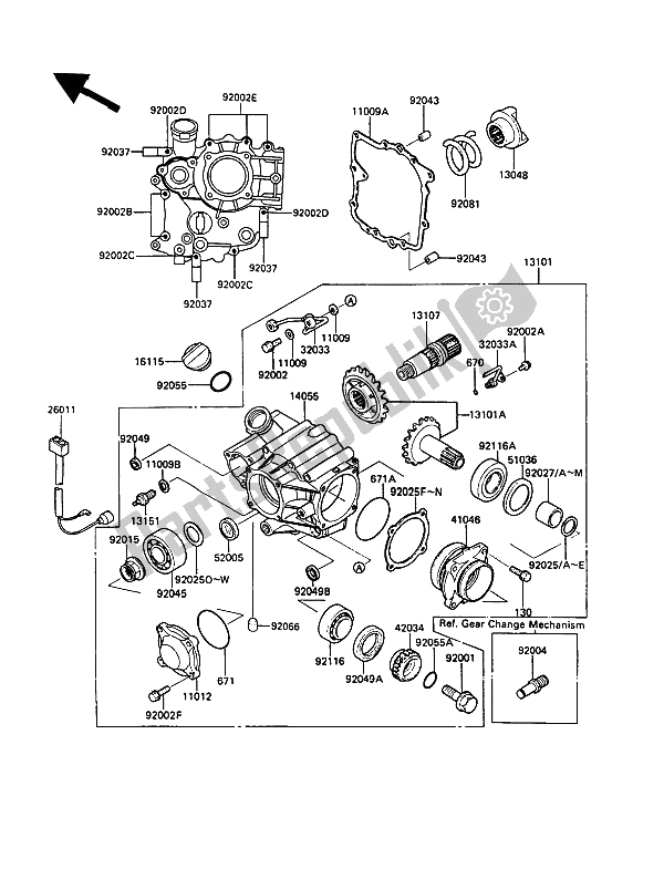 Toutes les pièces pour le Engrenage Conique Avant du Kawasaki 1000 GTR 1991