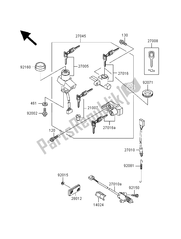 Toutes les pièces pour le Interrupteur D'allumage du Kawasaki ER 500 2000