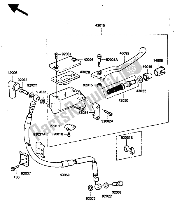 Tutte le parti per il Pompa Freno Anteriore del Kawasaki KLR 250 1985