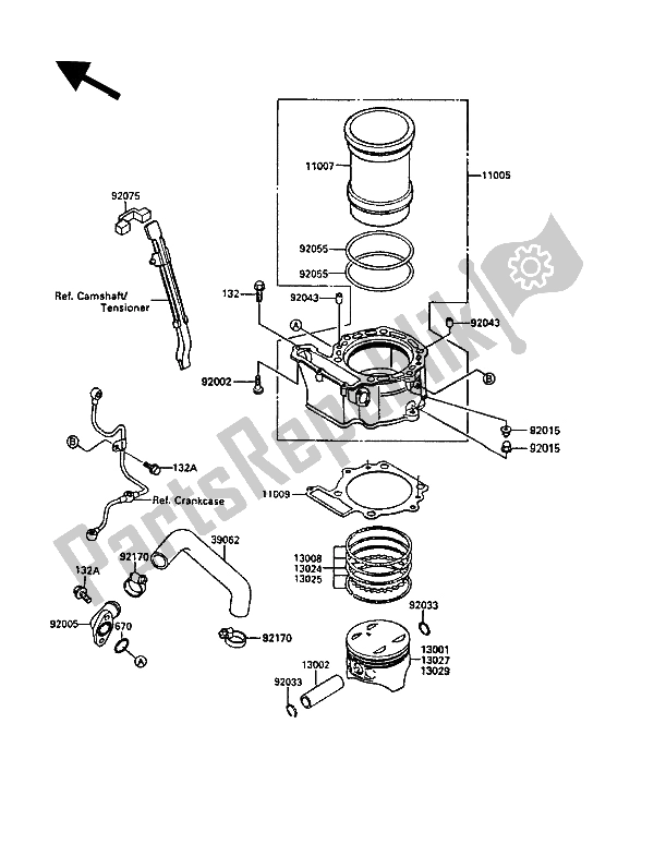 Tutte le parti per il Cilindro E Pistone del Kawasaki KLR 500 1989