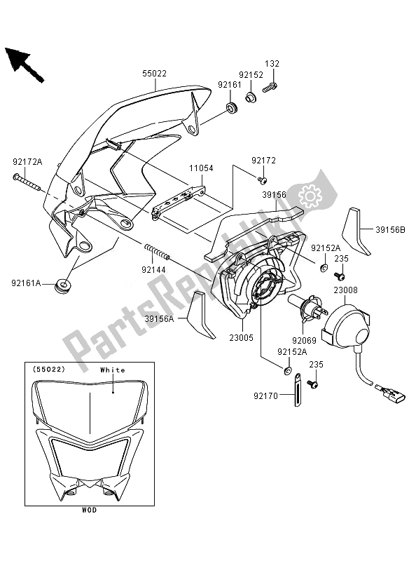 All parts for the Headlight (  Jkalx450aaa013364) of the Kawasaki KLX 450R 2010