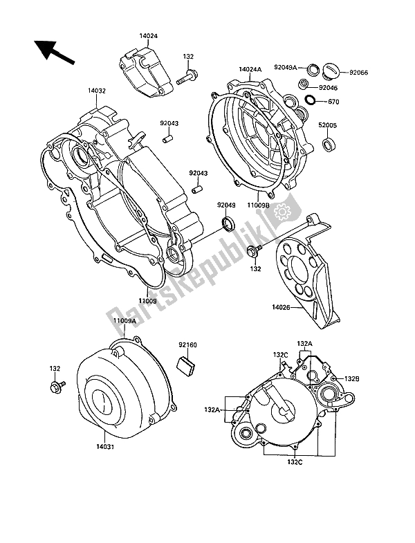 Tutte le parti per il Coperchio (i) Del Motore del Kawasaki KR 1 2 250 1989