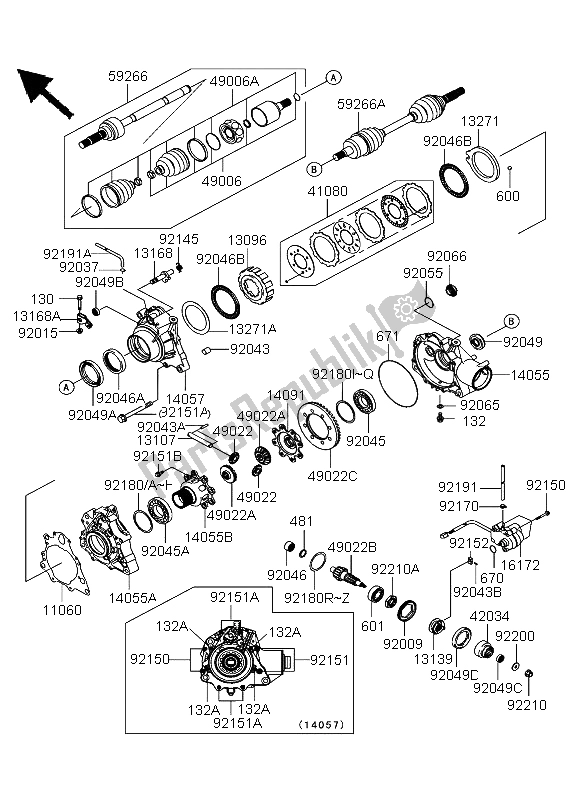 Tutte le parti per il Albero Di Trasmissione E Anteriore del Kawasaki KVF 360 4X4 2003