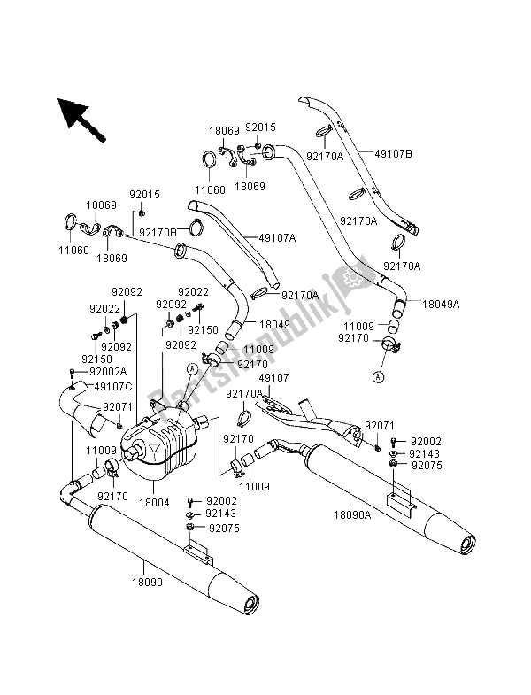 All parts for the Muffler of the Kawasaki VN 1500 Classic Tourer 1998