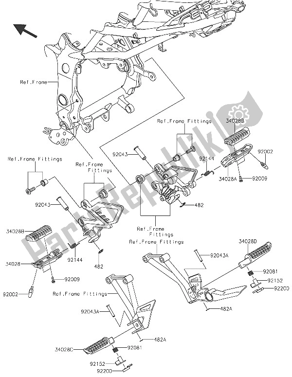 All parts for the Footrests of the Kawasaki Z 250 SL 2016