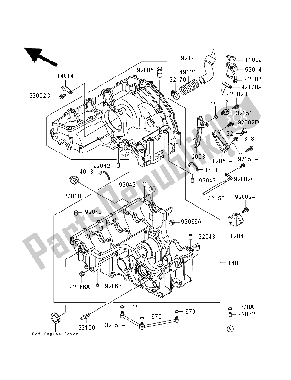 Todas las partes para Caja Del Cigüeñal de Kawasaki Ninja ZX 9R 900 1995