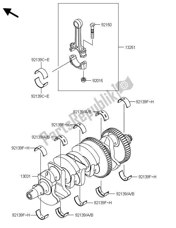 All parts for the Crankshaft of the Kawasaki ZX 1000 SX 2014