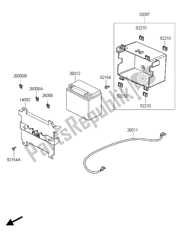 All parts for the Battery of the Kawasaki J 300 ABS 2015