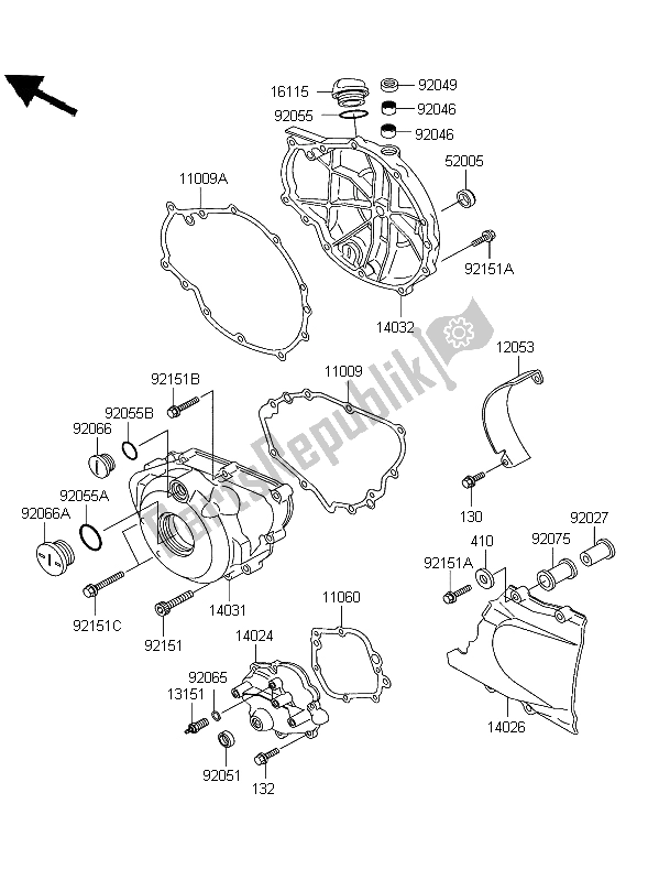 Tutte le parti per il Coperchio Del Motore del Kawasaki ER 5 500 2004