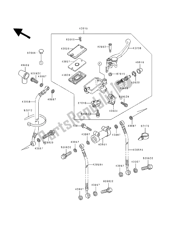 Tutte le parti per il Pompa Freno Anteriore del Kawasaki ZZ R 1100 1993