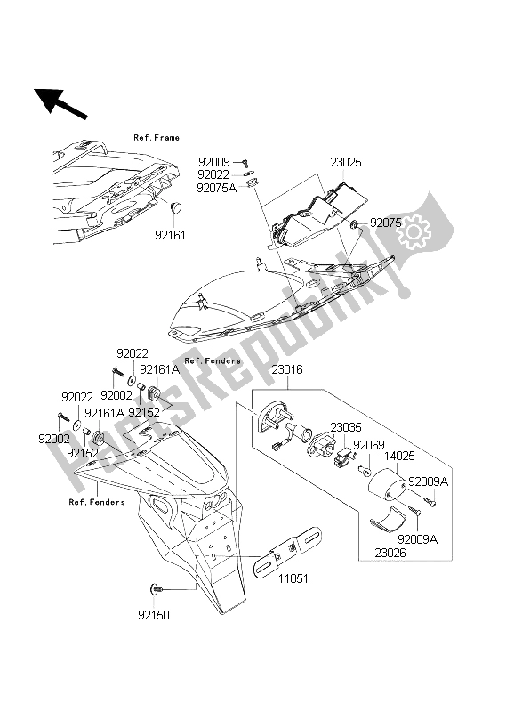 Todas las partes para Luces Traseras) de Kawasaki Ninja ZX 6R 600 2003