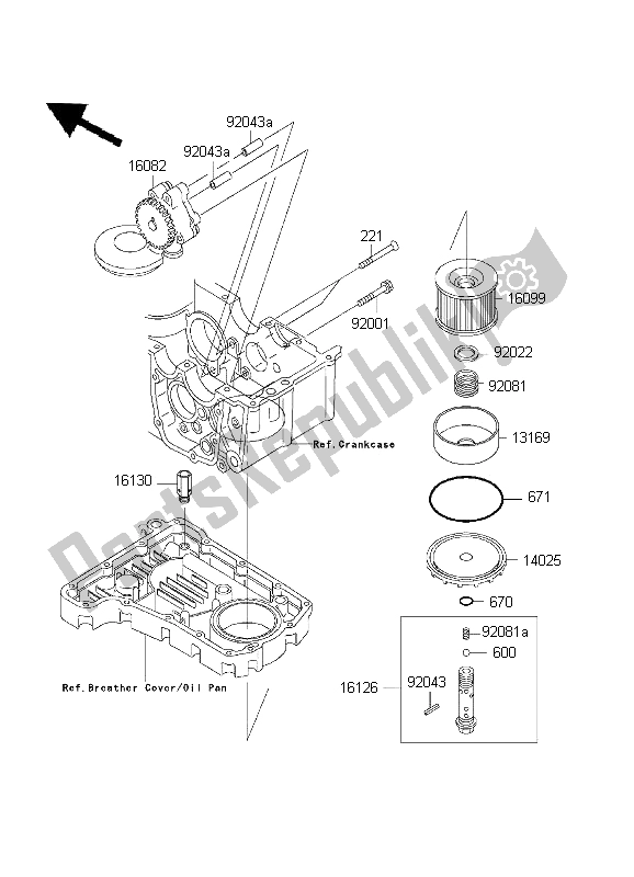 All parts for the Oil Pump of the Kawasaki ZR 7S 750 2001