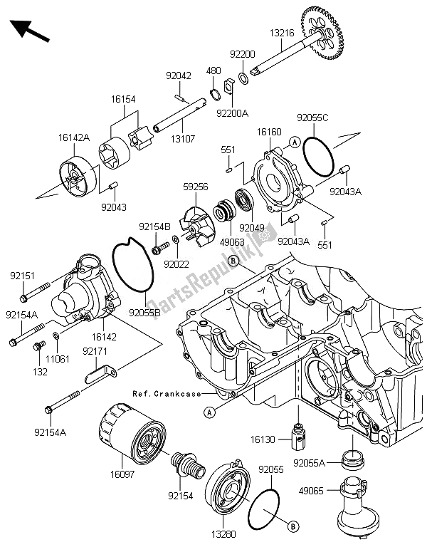Alle onderdelen voor de Oliepomp van de Kawasaki Z 800E Version 2014