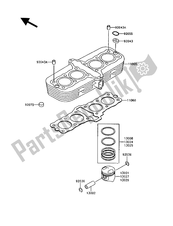 Tutte le parti per il Cilindro E Pistone del Kawasaki GT 750 1994