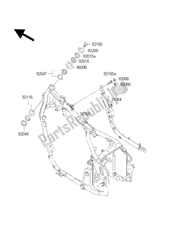 All parts for the Frame of the Kawasaki VN 800 Drifter 2001