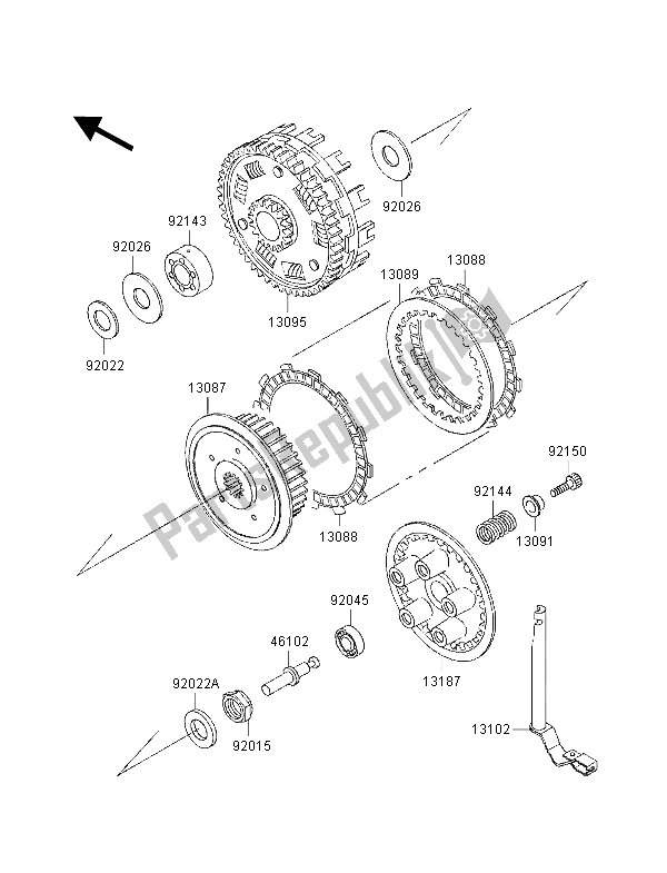 All parts for the Clutch of the Kawasaki ZZ R 600 1998