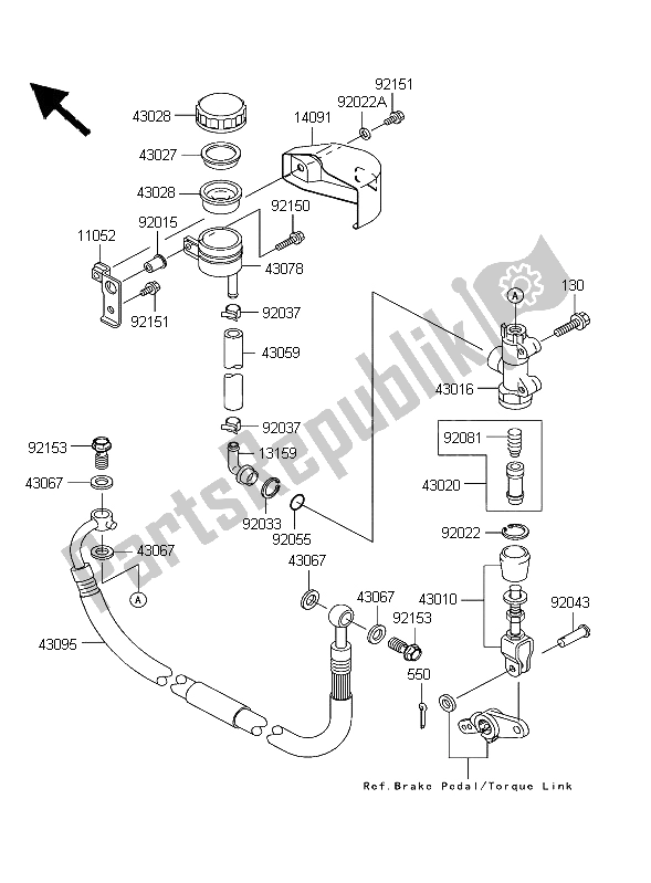 All parts for the Rear Master Cylinder of the Kawasaki VN 1600 Classic 2004